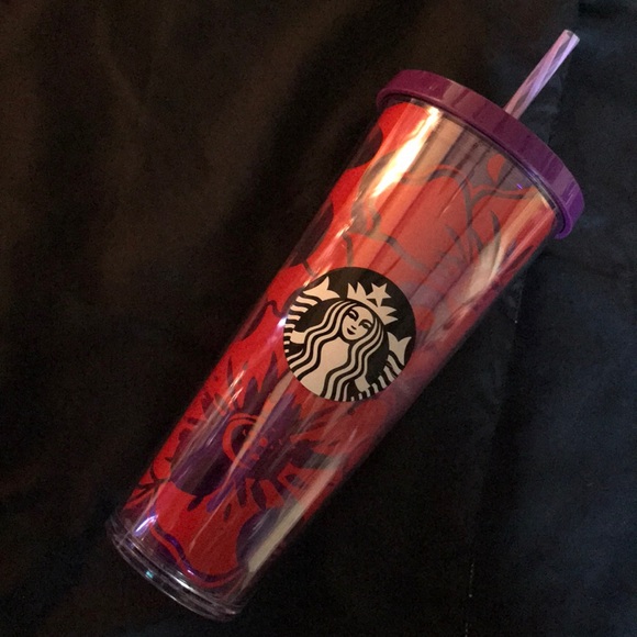 Starbucks red and purple hibiscus tumbler